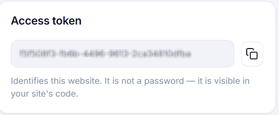 Push Agent access token field with the token partly hidden